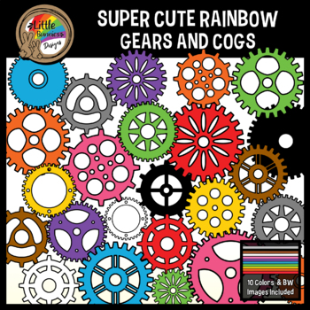 Preview of Robots Clipart | Rainbow Gears and Cogs