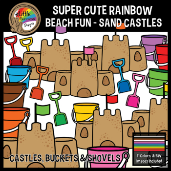 Preview of Super Cute Rainbow Summer Beach Fun - Free Clip Art {Sand Castles}