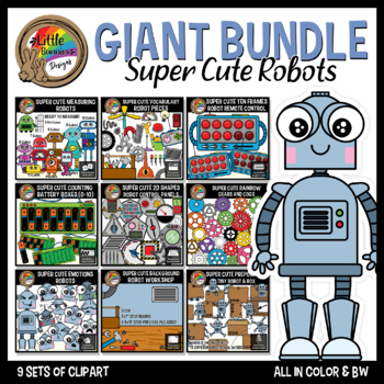 Preview of Robot Clipart - Math and Literacy - GIANT BUNDLE