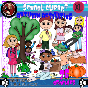 Preview of Super Cute School Friends Clipart Set: Fall / Autumn Time Activities