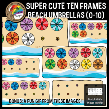 Summer Clipart | Ten Frames | Counting Beach Umbrellas | TPT