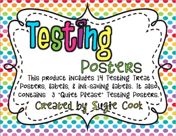Preview of Super Cute Testing Posters and Treat Labels