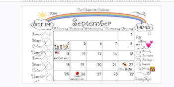 Preview of Super Cute Weather Calendar with Themes Included! Aug,Sept &Oct 23