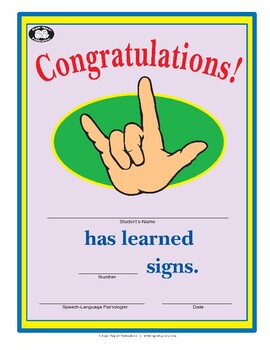 Preview of Super Duper Award - Congratulations - Sign Language