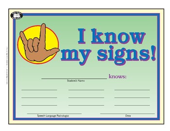 Preview of Super Duper Award - I Know My Signs