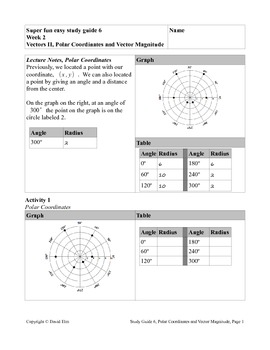 Preview of Super Fun Easy Study Guide 6, Polar Coordinates and Vector Magnitude