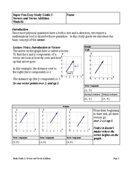 Preview of Super Fun Easy Study Guide, Vectors and Vector Addition