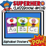 Alphabet Posters and Bunting in a Superhero Classroom Decor Theme