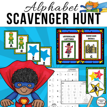 Preview of Super Hero Alphabet Scavenger Hunt
