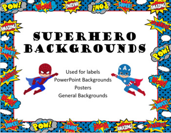 Super Hero Backgrounds-Labels-Signs**Editable PPT** by The Teaching Trunk