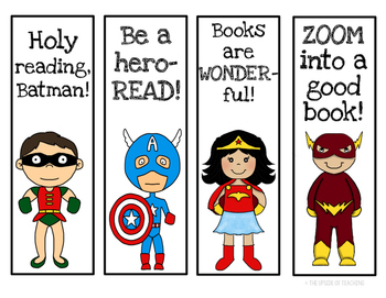 Set of 9 Comic Kids Bookmarks Super Hero Themed Bookmarks 