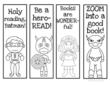 Superhero Adult Coloring Doodle Bookmark, Printable Instant Download Bookmark  Comic Book Gift for Him 