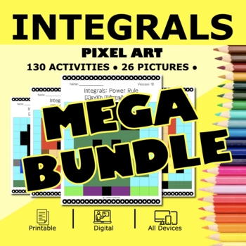 Preview of Super Hero Calculus Integrals BUNDLE: Pixel Art Activities