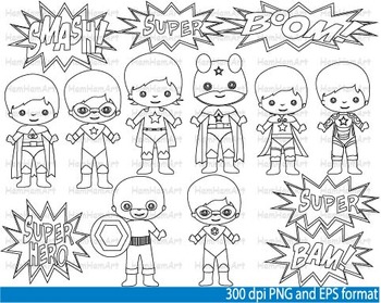 Preview of Super Hero Clip Art SCHOOL outline stamp coloring page line superman Print -047-