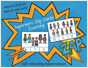 Super Hero - Counting 1-20 Clip Cards for Independent Practice