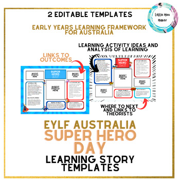 Preview of Super Hero Day EYLF Early Learning Story EDITABLE Templates Australia