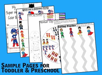 Super Hero Worksheets (Toddler, Preschool, Kindergarten +) by Beth Gorden