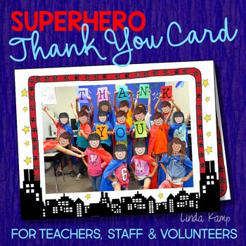 Preview of End of Year Class Thank You Card-Editable Superhero Theme