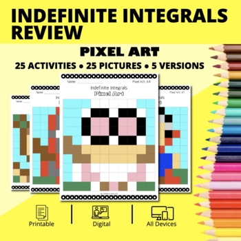 Preview of Super Hero: Indefinite Integrals REVIEW Pixel Art Activity