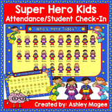 Super Hero Kids Themed Interactive Attendance/Check-In (Po