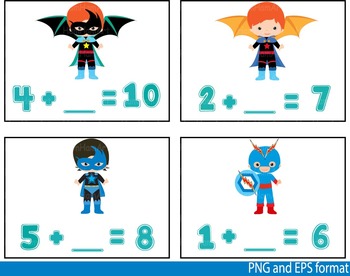 Preview of Super Hero Math Clip Art school mathematics Multiplication count teachers -116-