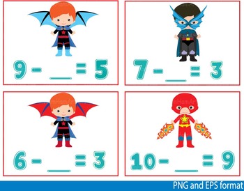 Preview of Super Hero Math Clip Art school mathematics Multiplication count teachers -118-