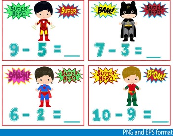 Preview of Super Hero Math Clip Art school mathematics Multiplication count teachers -119-