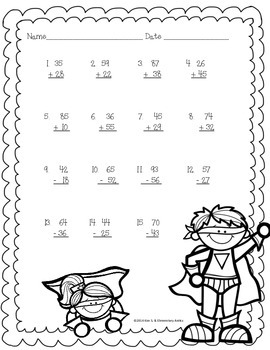 Superhero Math Worksheet Pack 1st & 2nd Grade by Kim Solis | TpT
