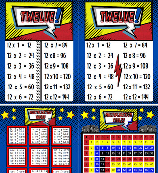 Preview of Super Hero Multiplication Charts - 3 FORMATS
