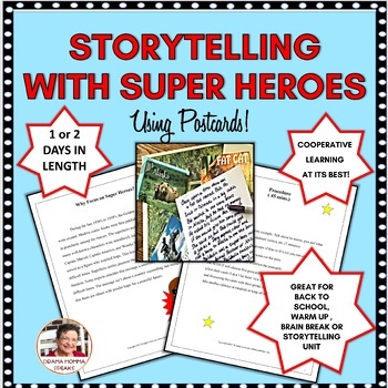 Preview of Drama Lesson Storytelling with Postcards and Super Heroes | Creative Writing