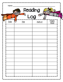 Super Hero Reading Log by Lucci Luc's Whimsical Whims | TpT