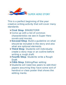 Preview of Super Hero Story Lesson Plan