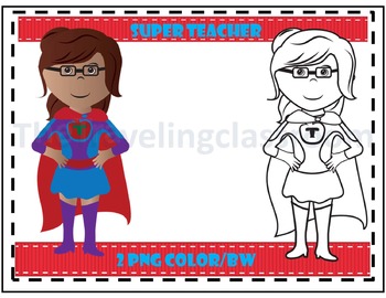 Preview of Super Hero Teacher Clip Art  Follower FREEBIE