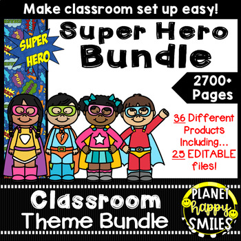 Preview of Super Hero Theme Classroom Decor Bundle