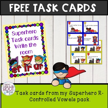 Preview of Super Hero Theme Task cards For r-controlled vowels -er -ir -ur CKLA aligned