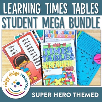 Preview of Times Tables Workbook MEGA Bundle Superhero Themed