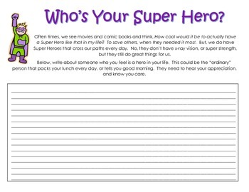 Preview of Super Hero Writing