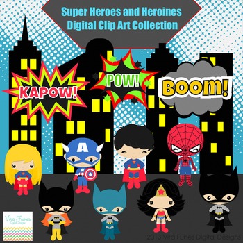 Preview of Super Heroes and Heroines Series 1 Digital clip Art Set