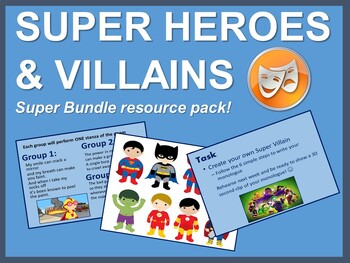 Preview of Super Heroes and Villains: Super bundle Drama resource pack