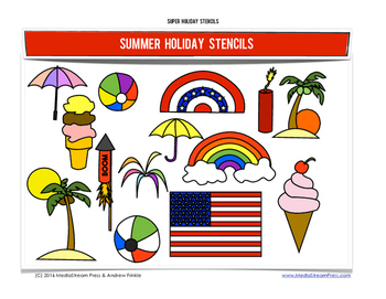 Preview of Super Holiday Stencils - Summer Edition - 8 fun designs