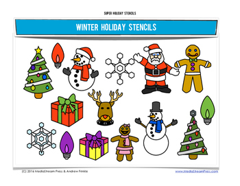 Preview of Super Holiday Stencils - Winter Edition - 8 fun designs