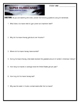 Preview of Super Hurricanes Inside Monster Storms Student Comprehension Check