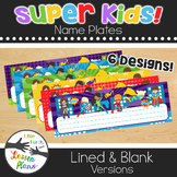 Super Kids Name Plates - Super hero theme - for desks, loc