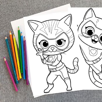 Super Kitties coloring Pages: Gift Printable For Kids for /All Ages 3-8 8-12