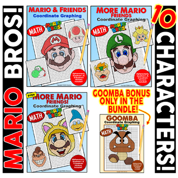 Preview of Super MARIO BROS. Friends 10 Coordinate Graph Mystery Pictures BUNDLE! MAR10!