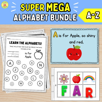Preview of Super MEGA Alphabet Bundle l Teach Test ABCs with PROVEN techniques l PK KG