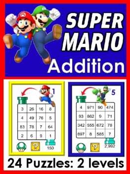 Preview of Super Mario Addition Puzzles: Grades 2-3 (plus 2 BONUS games for add/sub)