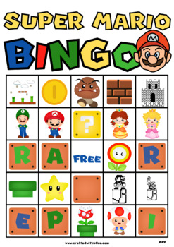 Super Mario BINGO For Kids (20 Unique Mario Cards), Mario Bingo ...