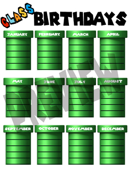 Preview of Super Mario Bros Birthday Chart