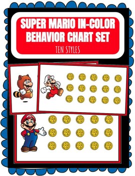 Preview of Super Mario IN-COLOR Behavior Reward Incentive Chart - 10 Styles - 2 Sizes